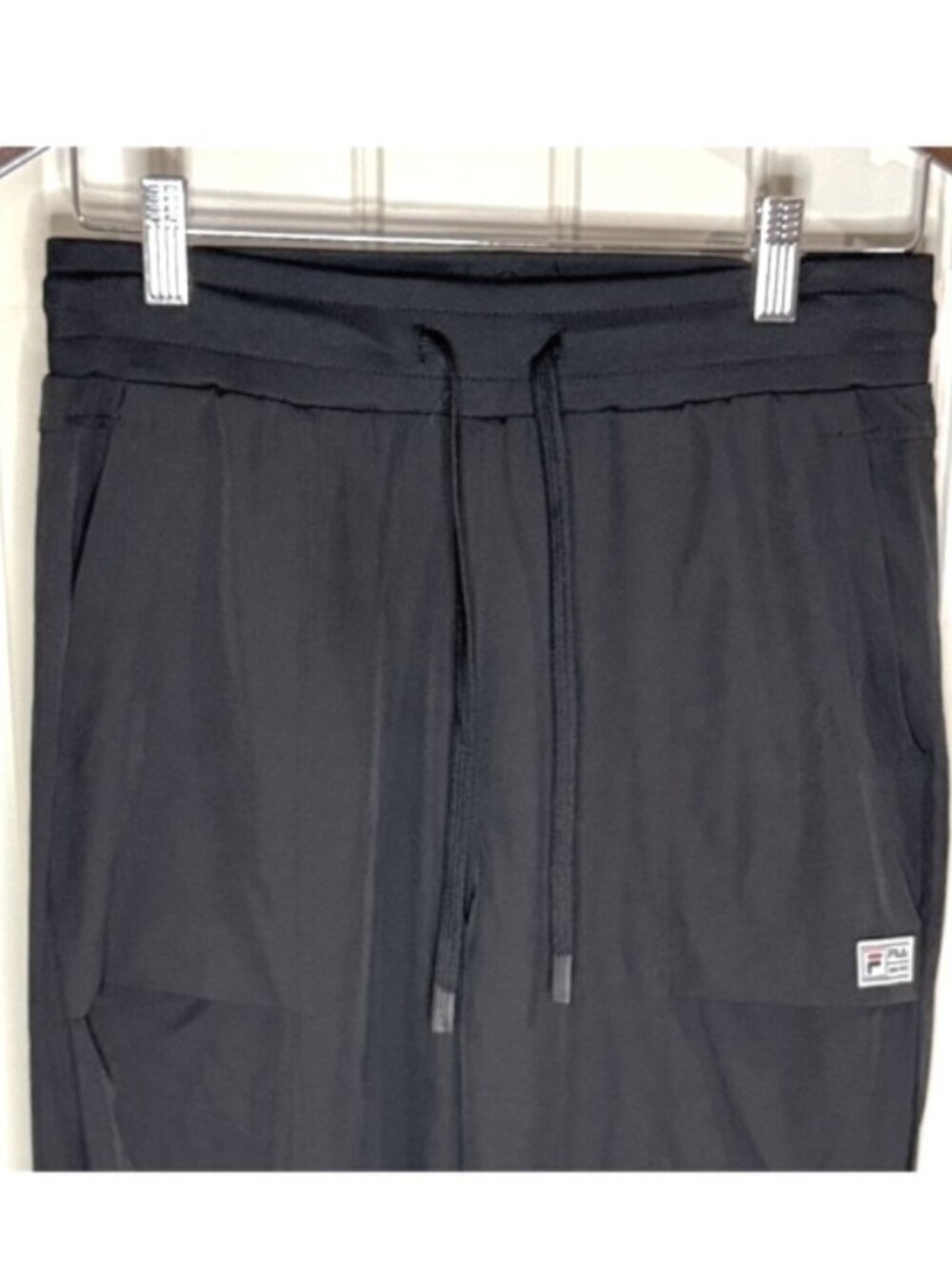 Fila Black Track Pants Lined Cuffed Drawstring Soft Lightweight Women’s Size S